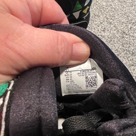 Jordan Black Multicolor High-Top Sneakers Size 11 Made in China Retro - Picture 8 of 9